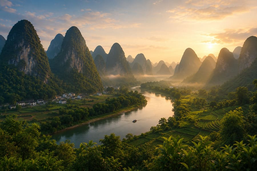 Montañas gigantes de Yangshuo China